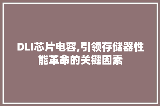 DLI芯片电容,引领存储器性能革命的关键因素 网站建设公司