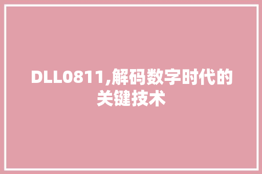 DLL0811,解码数字时代的关键技术 神马SEO
