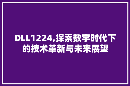DLL1224,探索数字时代下的技术革新与未来展望 必应SEO