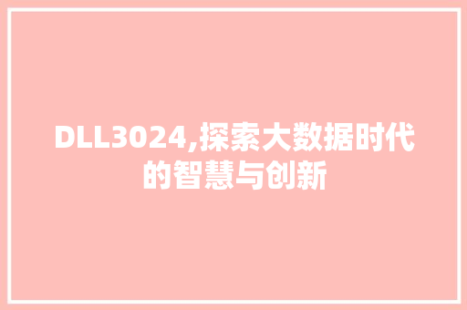 DLL3024,探索大数据时代的智慧与创新 必应SEO
