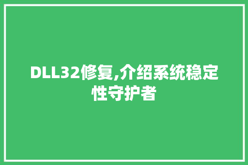 DLL32修复,介绍系统稳定性守护者 必应SEO