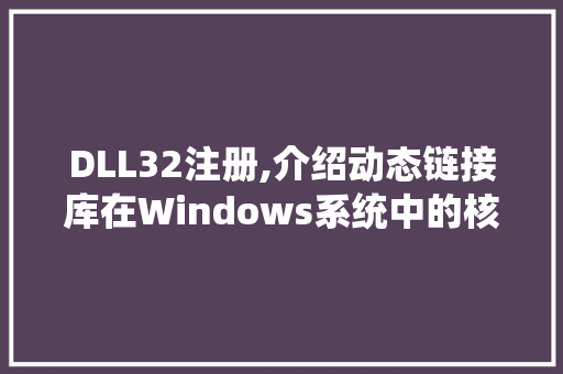 DLL32注册,介绍动态链接库在Windows系统中的核心地位 网站建设公司