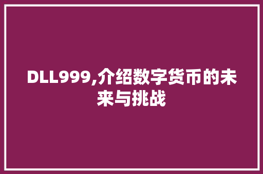 DLL999,介绍数字货币的未来与挑战