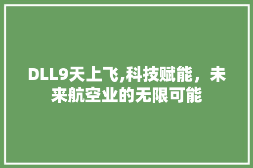 DLL9天上飞,科技赋能，未来航空业的无限可能