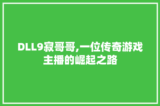 DLL9寂哥哥,一位传奇游戏主播的崛起之路