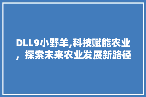 DLL9小野羊,科技赋能农业，探索未来农业发展新路径