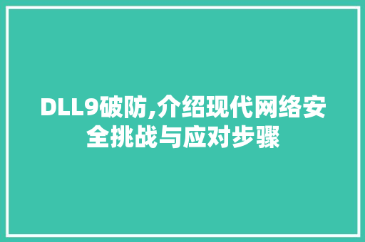 DLL9破防,介绍现代网络安全挑战与应对步骤