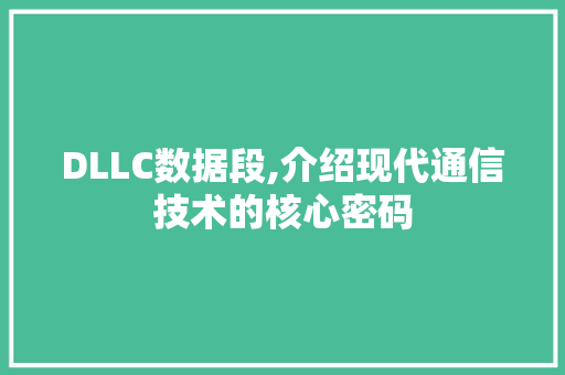 DLLC数据段,介绍现代通信技术的核心密码