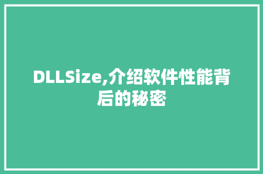 DLLSize,介绍软件性能背后的秘密