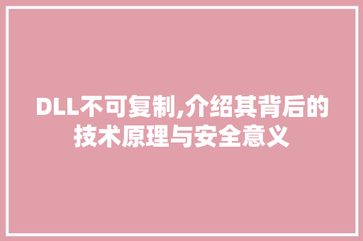 DLL不可复制,介绍其背后的技术原理与安全意义