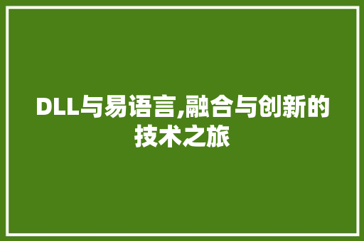 DLL与易语言,融合与创新的技术之旅