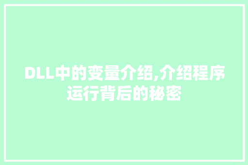 DLL中的变量介绍,介绍程序运行背后的秘密 搜狗SEO