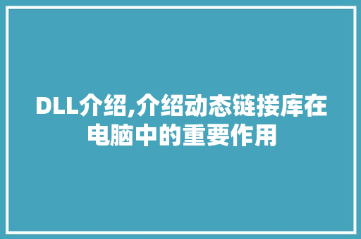 DLL介绍,介绍动态链接库在电脑中的重要作用