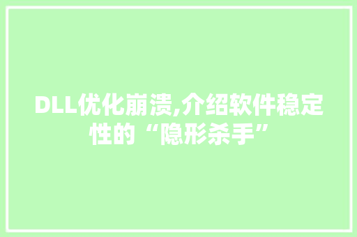 DLL优化崩溃,介绍软件稳定性的“隐形杀手”