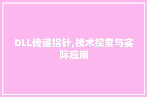 DLL传递指针,技术探索与实际应用