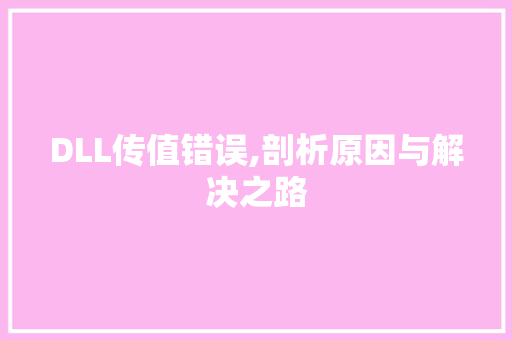 DLL传值错误,剖析原因与解决之路