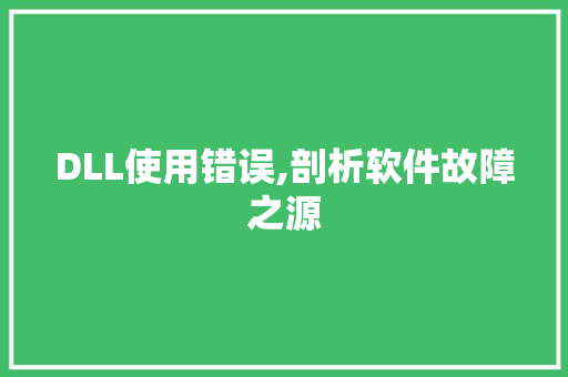 DLL使用错误,剖析软件故障之源