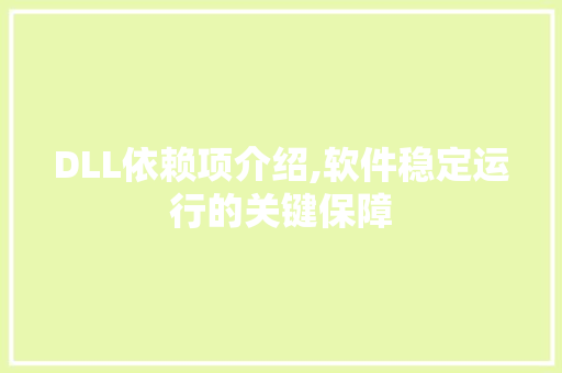 DLL依赖项介绍,软件稳定运行的关键保障