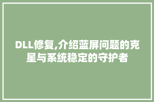 DLL修复,介绍蓝屏问题的克星与系统稳定的守护者