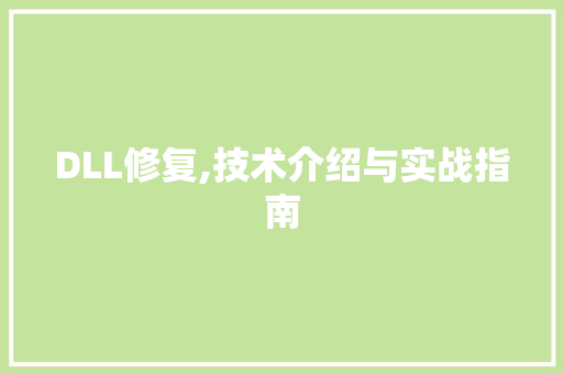 DLL修复,技术介绍与实战指南