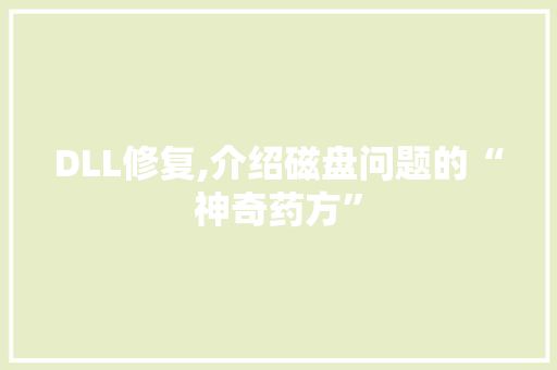 DLL修复,介绍磁盘问题的“神奇药方”
