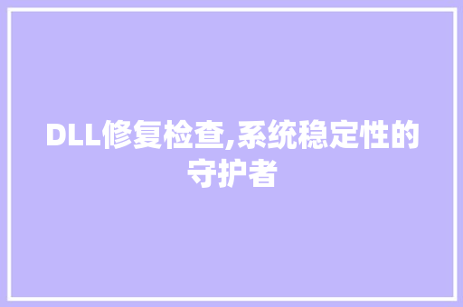 DLL修复检查,系统稳定性的守护者