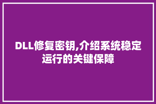 DLL修复密钥,介绍系统稳定运行的关键保障