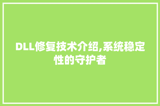 DLL修复技术介绍,系统稳定性的守护者