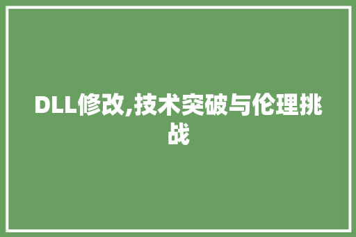 DLL修改,技术突破与伦理挑战