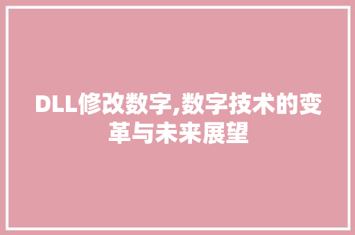 DLL修改数字,数字技术的变革与未来展望