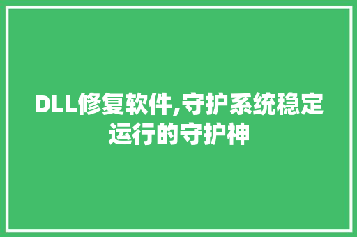 DLL修复软件,守护系统稳定运行的守护神