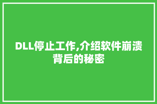DLL停止工作,介绍软件崩溃背后的秘密