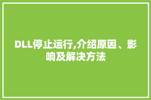 DLL停止运行,介绍原因、影响及解决方法