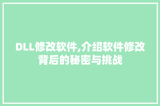 DLL修改软件,介绍软件修改背后的秘密与挑战