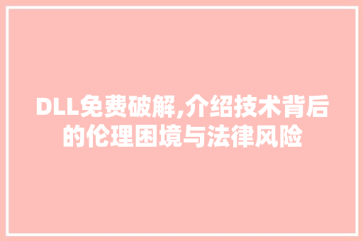 DLL免费破解,介绍技术背后的伦理困境与法律风险
