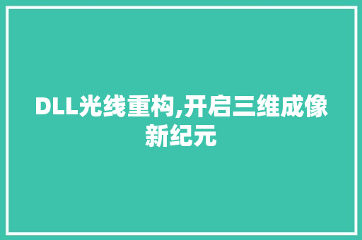 DLL光线重构,开启三维成像新纪元 必应SEO