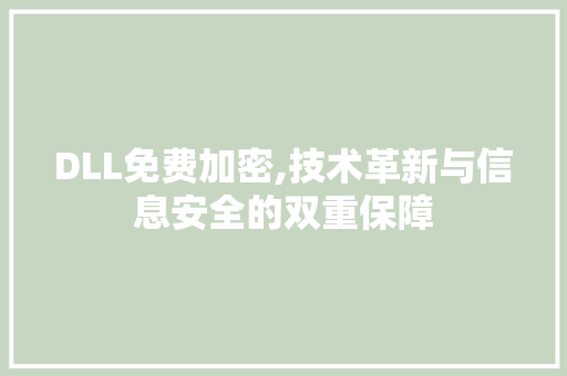 DLL免费加密,技术革新与信息安全的双重保障
