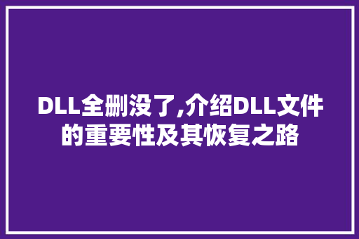 DLL全删没了,介绍DLL文件的重要性及其恢复之路