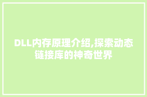 DLL内存原理介绍,探索动态链接库的神奇世界