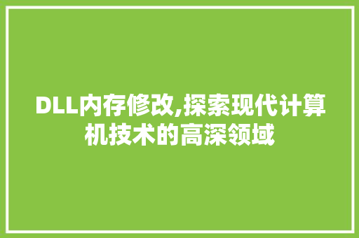 DLL内存修改,探索现代计算机技术的高深领域