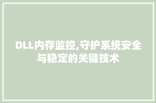 DLL内存监控,守护系统安全与稳定的关键技术