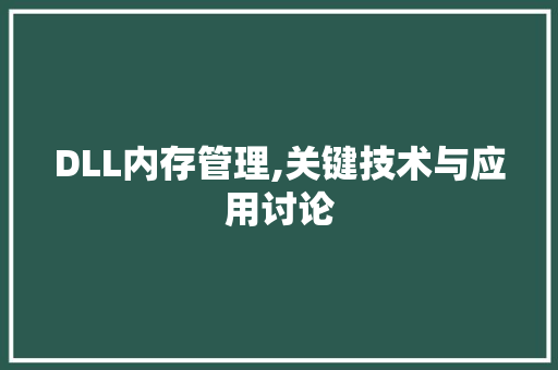 DLL内存管理,关键技术与应用讨论