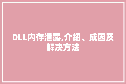 DLL内存泄露,介绍、成因及解决方法