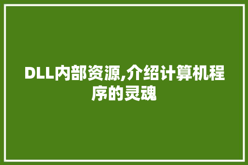 DLL内部资源,介绍计算机程序的灵魂