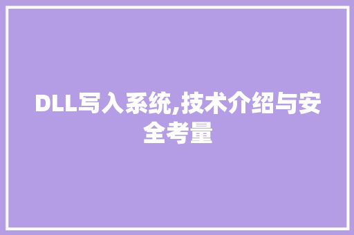 DLL写入系统,技术介绍与安全考量