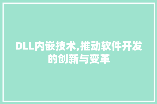 DLL内嵌技术,推动软件开发的创新与变革