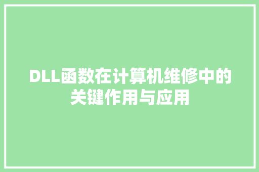 DLL函数在计算机维修中的关键作用与应用