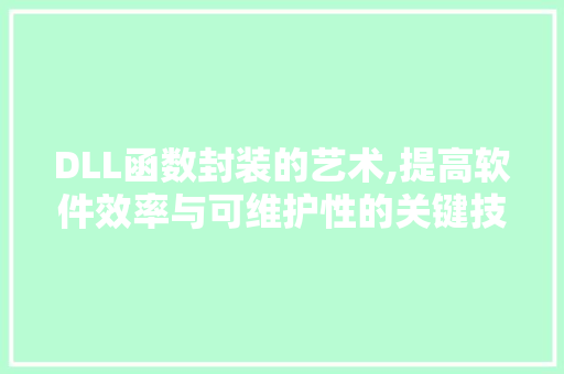 DLL函数封装的艺术,提高软件效率与可维护性的关键技术