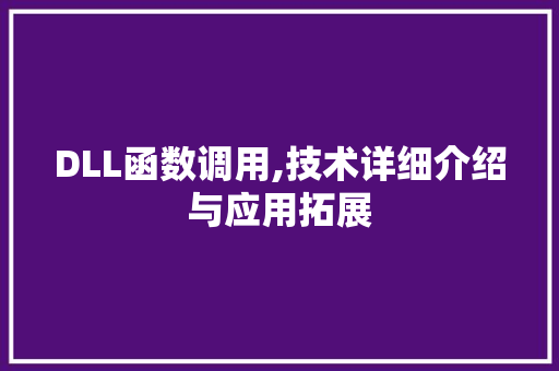 DLL函数调用,技术详细介绍与应用拓展