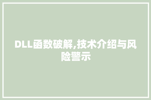 DLL函数破解,技术介绍与风险警示